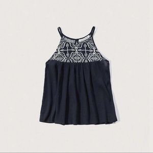 Abercrombie & Fitch Navy Embroidered Crop Top